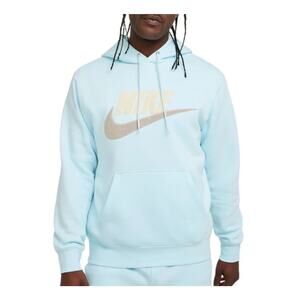 Nike Club Fleece Men's Pullover Hoodie Athleisure Glacier Blue Size Medium